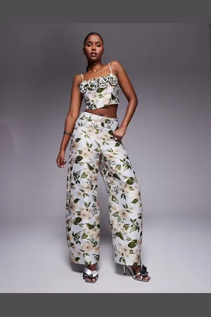 ASOS Pantalones de pernera barrel con estampado de jacquard de (parte de un conjunto)-Multicolor