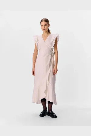 Object Vestido blanco arena cruzado de