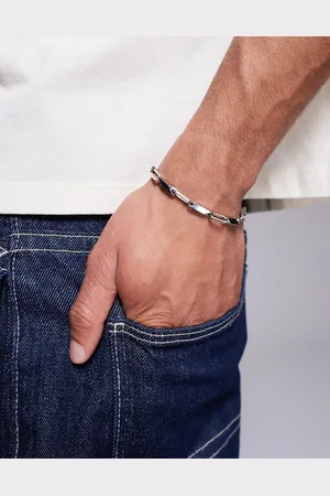 ASOS Pulsera plateada de eslabones rectangulares de acero inoxidable resistente al agua de