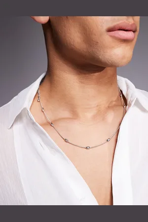 ASOS Pack de 2 collares plateados con diseño de eslabones variados de acero inoxidable resistente al agua de