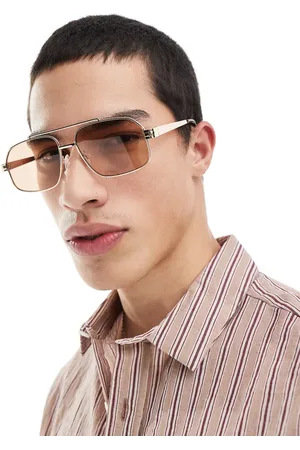 ASOS Gafas de sol doradas estilo aviador con lentes marrones de -Dorado