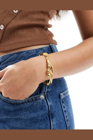 ASOS Pulsera dorada con detalle de textura efecto fundido de acero inoxidable resistente al agua de