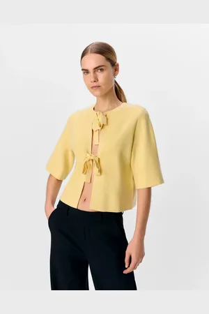 Object Cárdigan amarillo plátano pálido de punto de