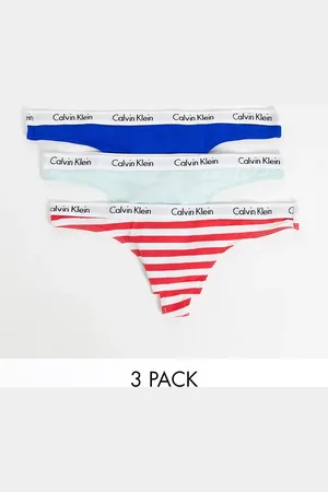 Calvin Klein Pack de 3 tangas de color rosa a rayas, azul y menta Carousel de -Multicolor