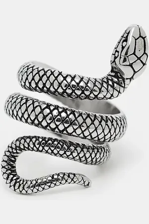 ASOS Anillo con diseño envolvente de serpiente de acero inoxidable resistente al agua de