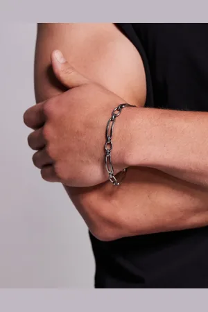 ASOS Pulsera plateada de eslabones rectangulares de acero inoxidable resistente al agua de