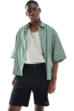 JJ Pantalones cortos negros de mezcla de lino de