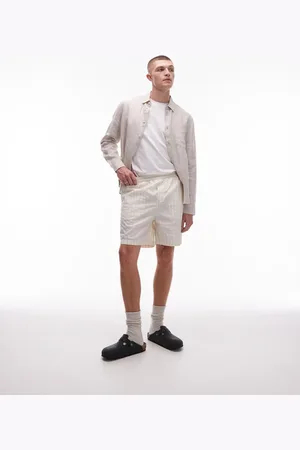 ARKET Pantalones cortos blancos sin cierres de plumeti texturizado de algodón de