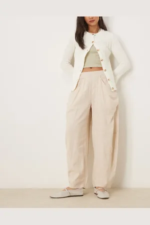 Free People Pantalones blanco de pernera barrel sin cierres High Road de -Neutro