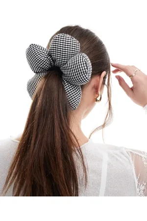 Glamorous Coletero abullonado a cuadros vichy blancos y negros con diseño floral de