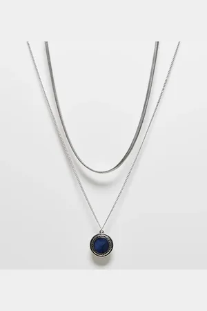 Reclaimed Collar de 2 hileras unisex con piedra azul de