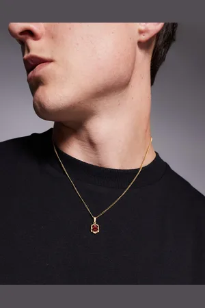ASOS Collar con colgante de rubí sintético de acero inoxidable resistente al agua de