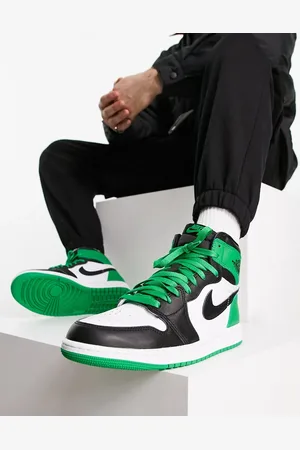 Jordan Zapatillas de deporte negras y verdes AJ 1 Retro High OG de
