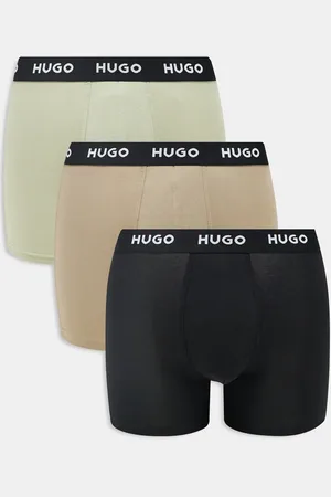 HUGO BOSS Pack de 3 calzoncillos bóxer de color negro, verde claro y marrones con cinturillas negras con logo de -Multicolor