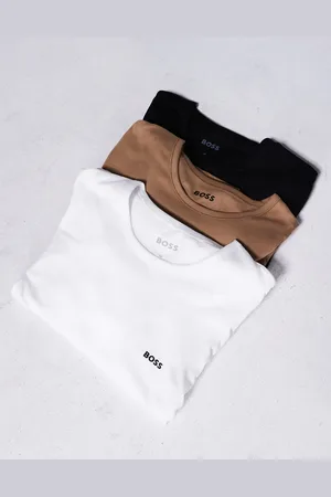 HUGO BOSS Pack de 3 camisetas de color blanco, tostado y negro de corte estándar y manga larga con logo Classic de -Multicolor