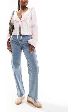Miss Selfridge Vaqueros de pernera recta con lavado descolorido claro de -Azul