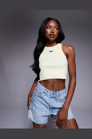 Hugo Blue Camiseta amarilla sin mangas con diseño encogido de -Amarillo