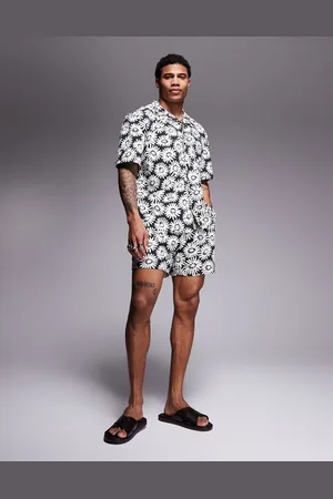 HUGO BOSS Set de shorts de baño y camisa playera de manga corta con estampado de margaritas Dazzy de