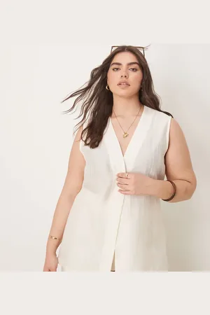 ASOS Chaleco largo de estilo casual de tejido transparente texturizado de Curve (parte de un conjunto)