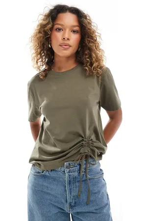 French Connection Camiseta fruncida de algodón Rallie de -Verde