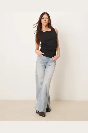 Free People Top recto con espalda descubierta de mezcla de lino Kaylor de