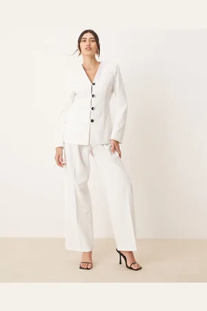 AWARE Pantalones de sastre blancos de pernera ancha de (parte de un conjunto)