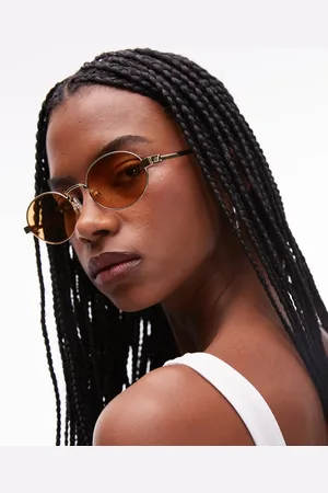 Le Specs Gafas de sol doradas redondeadas de metal Posedion Deux de