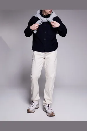ASOS Pantalones color de corte slim de mezcla de lino de -Neutro