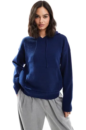 Cotton On Sudadera azul con capucha de punto premium de Cotton On