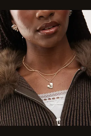 Reclaimed Collar de 2 hileras con cadena y colgante de corazón de