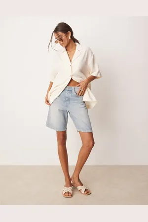 Free People Pantalones cortos vaqueros de corte holgado alargado Montana de