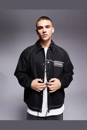 Hugo Blue Chaqueta negra con solapas Bujo de