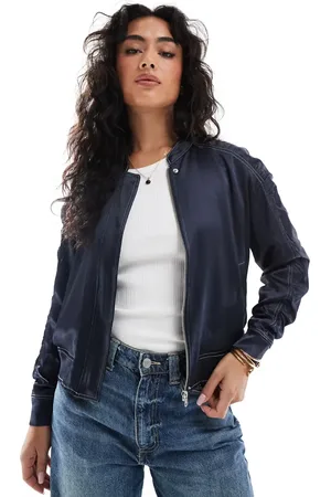French Connection Chaqueta bomber con mangas fruncidas de satén Akita de