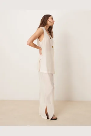 ASOS Pantalones blanco de pernera ancha de tejido texturizado transparente de (parte de un conjunto)