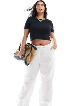 VERO MODA Pantalones blancos de pernera ancha con lazada en la cintura de