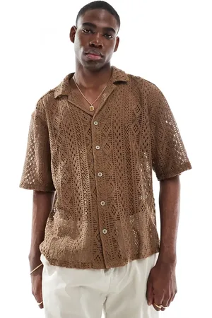 Only & Sons Camisa marrón de encaje de