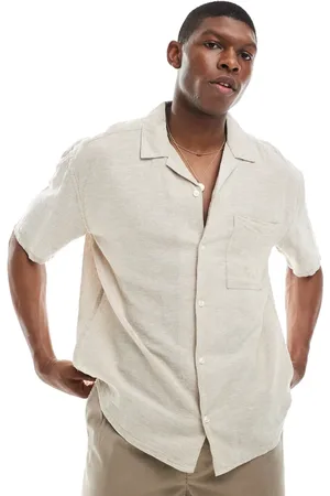 Only & Sons Camisa resort beis holgada de mezcla de lino de -Negro