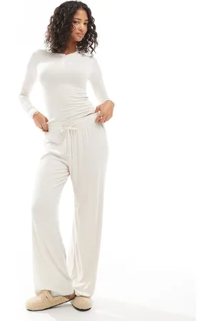 Cotton On Pantalones de pijama color de pernera ancha Sleep Recovery de Cotton On (parte de un conjunto)-Beis neutro
