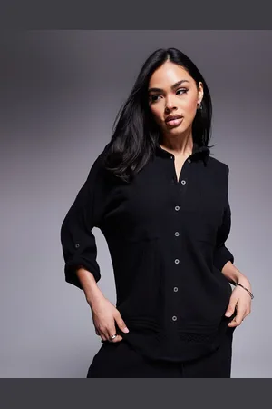 River Island Camisa negra de tejido efecto rugoso de (parte de un conjunto)