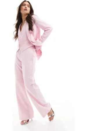 Pieces® Pantalones de sastre rosado de corte sartorial y pernera ancha Mix & Match de
