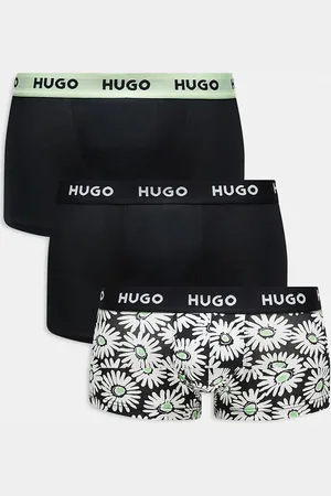 HUGO BOSS Pack de 3 calzoncillos de varios colores con diseño liso y estampado de margaritas y logo en la cinturilla de