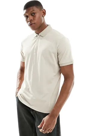 SELECTED Polo color crema con media cremallera de -Blanco