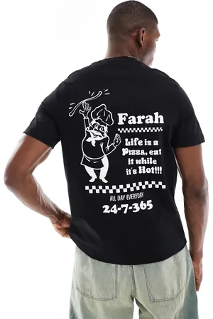 Farah Camiseta negra con estampado gráfico en la espalda Powis de