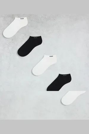 HUGO BOSS Pack de 5 pares de calcetines deportivos de color blanco y negro de caña baja con logo de -Multicolor