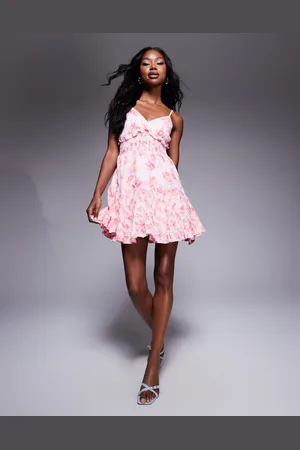 River Island Vestido playero corto con estampado de florecitas de