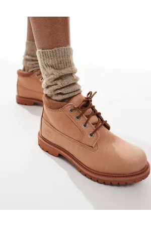 Timberland Botas Chukka rojo claro impermeables con cordones de tejido granulado de