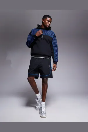 HUGO BOSS Pantalones cortos negros con cordón ajustable y detalle de ribetes azules Garat de la colección cápsula Red Bull Racing de HUGO