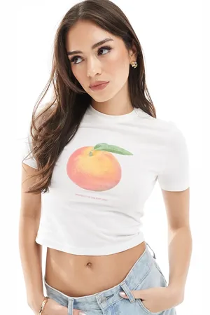 ONLY Camiseta con diseño encogido y estampado de melocotón de
