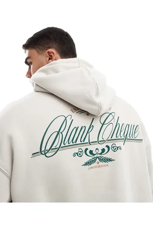 Cotton On Sudadera color crema de corte cuadrado con capucha y estampado gráfico "Blank Cheque" de Cotton On-Beis neutro