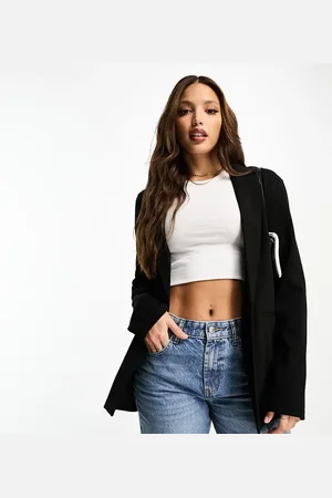ASOS Americana de traje negra holgada de punto de ASOS DESIGN Tall